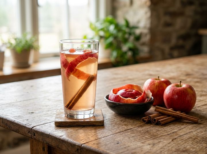 Água Aromatizada com Cascas de Maçã e Canela