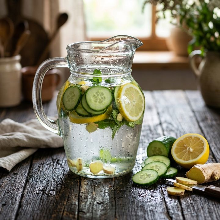 Água de Pepino com Limão e Gengibre