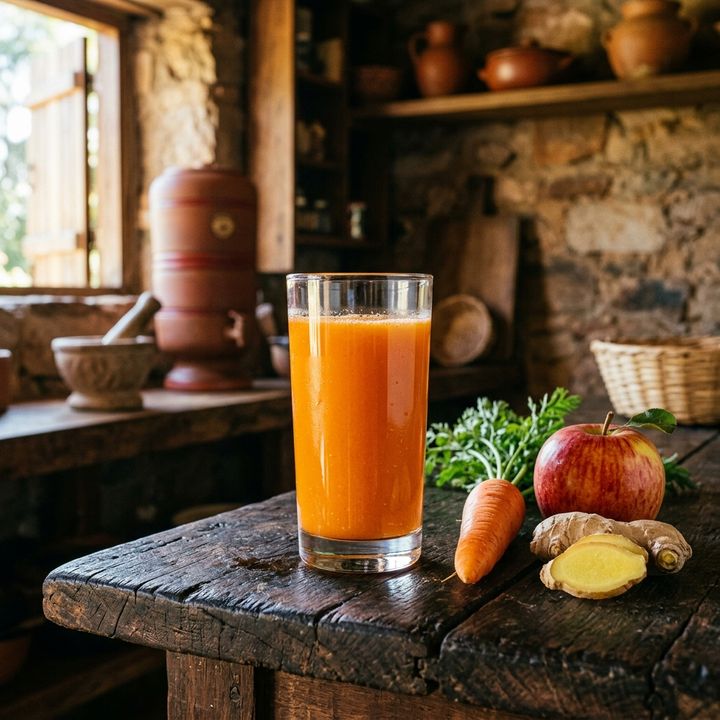 Suco de Cenoura com Maçã e Gengibre