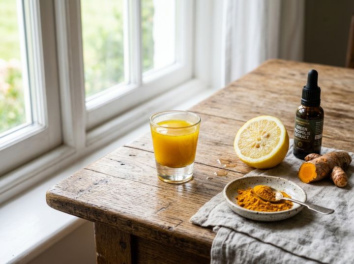 Shot Matinal de Cúrcuma com Limão e Própolis