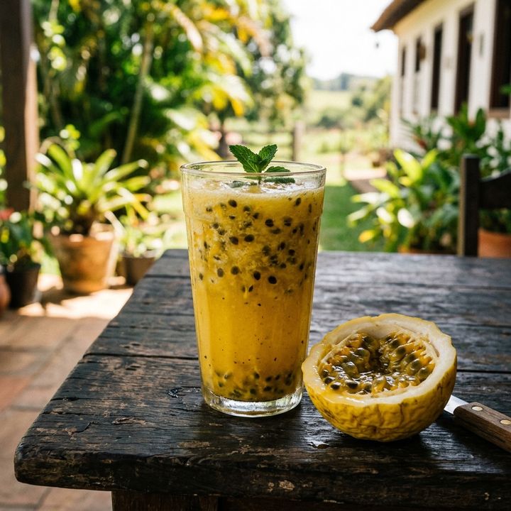 Suco de Maracujá Puro com Casca e Sementes