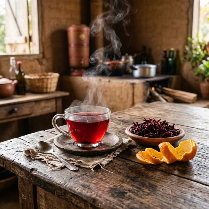 Chá de Flor de Hibisco com Casca de Laranja