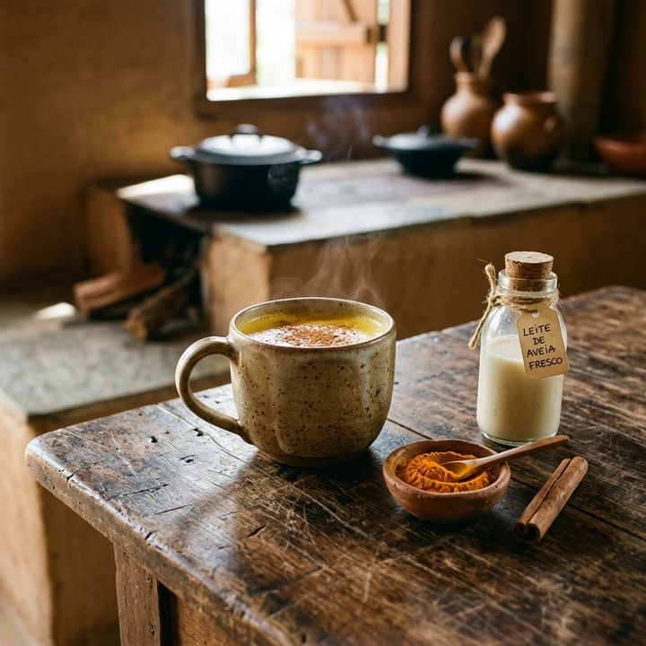 Leite Dourado de Aveia com Cúrcuma e Canela
