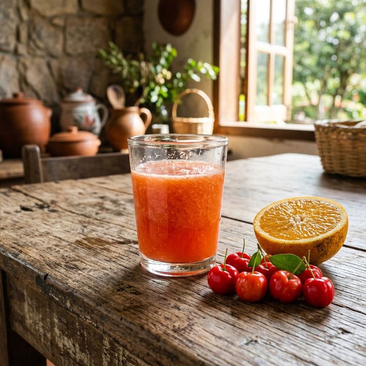 Suco de Acerola Fresca com Laranja