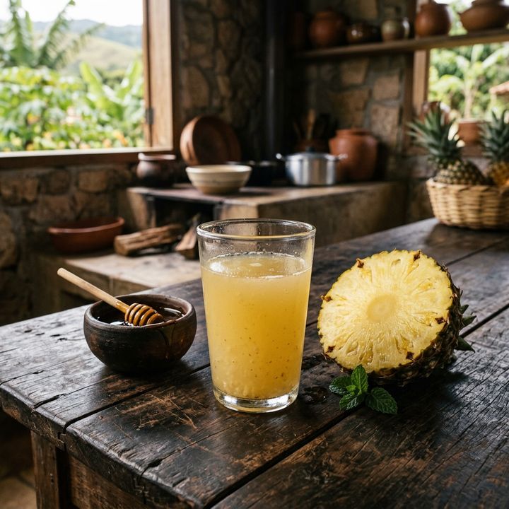 Suco de Abacaxi com Hortelã e Mel Morno