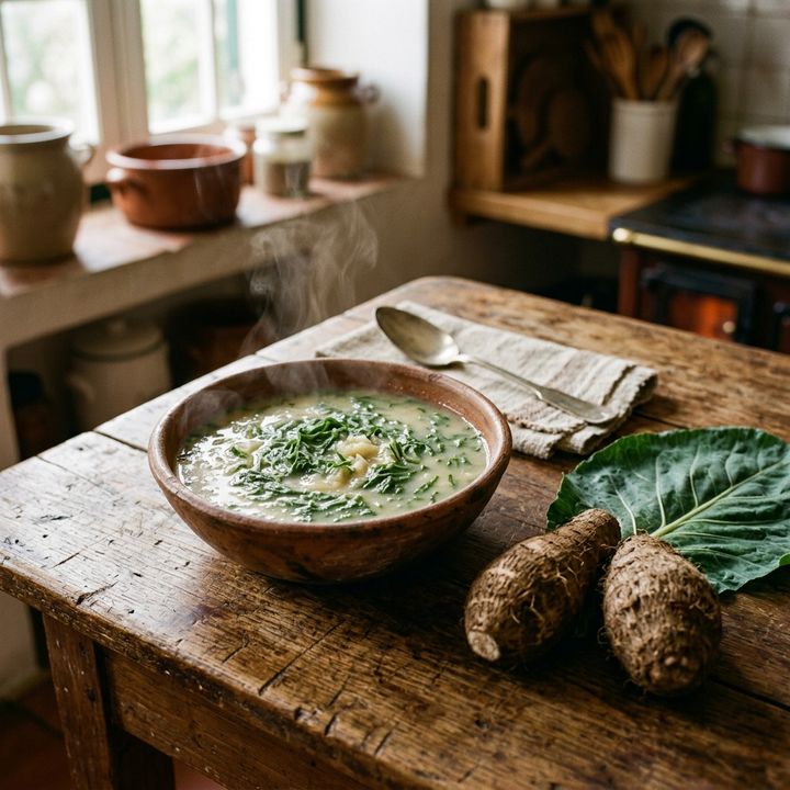 Caldo Verde da Roça com Inhame e Couve