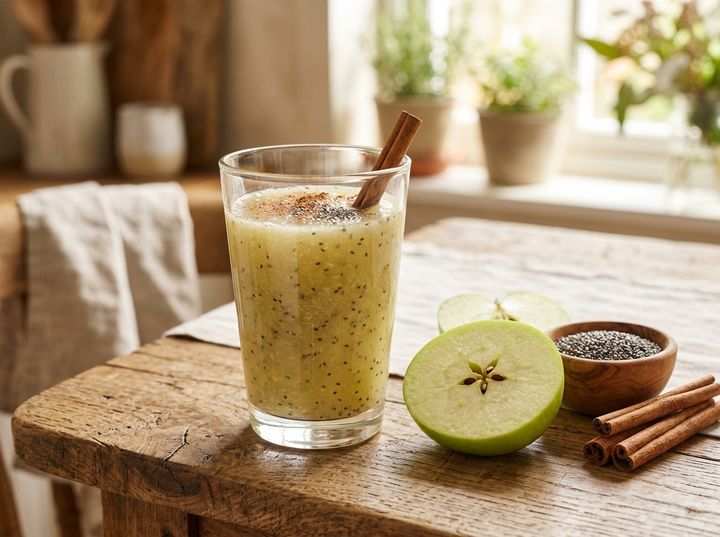 Suco de Maçã Verde com Canela e Chia
