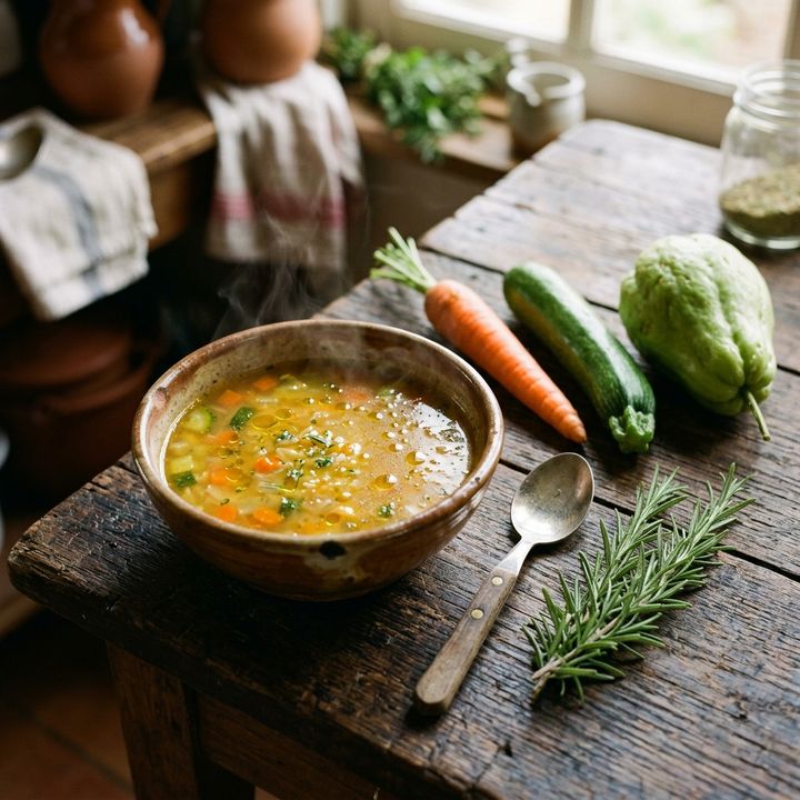 Caldo de Legumes da Horta com Alecrim