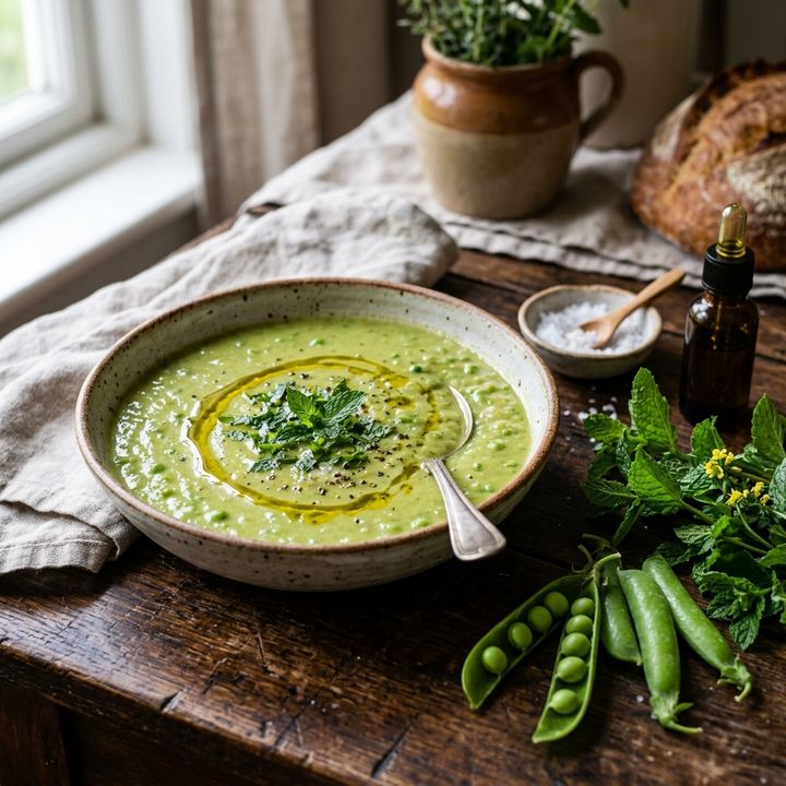 Creme Revigorante de Ervilha com Hortelã