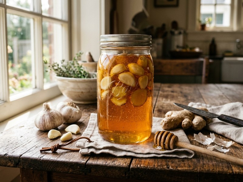 Mel Fermentado com Alho e Gengibre (O Antibiótico Natural de Pote da Roça)