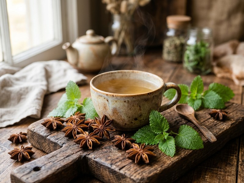 Chá de Anis-Estrelado com Erva-Cidreira